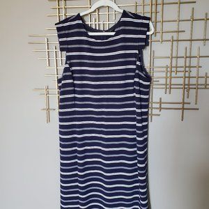 Ann Taylor Stretch Striped Dress, Navy & White Size 18